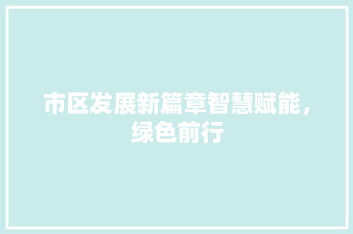 市区发展新篇章智慧赋能，绿色前行