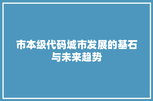 市本级代码城市发展的基石与未来趋势