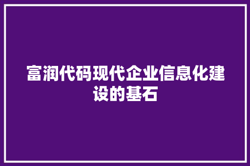 富润代码现代企业信息化建设的基石