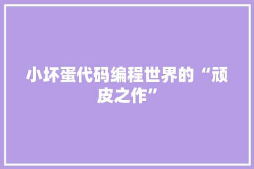小坏蛋代码编程世界的“顽皮之作”