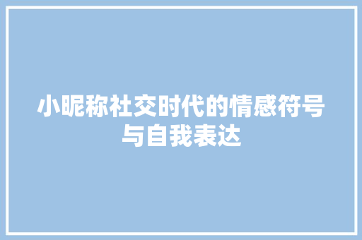 小昵称社交时代的情感符号与自我表达