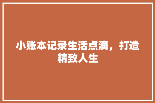 小账本记录生活点滴，打造精致人生