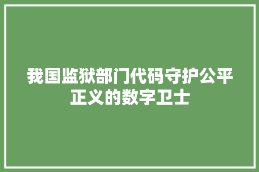 我国监狱部门代码守护公平正义的数字卫士