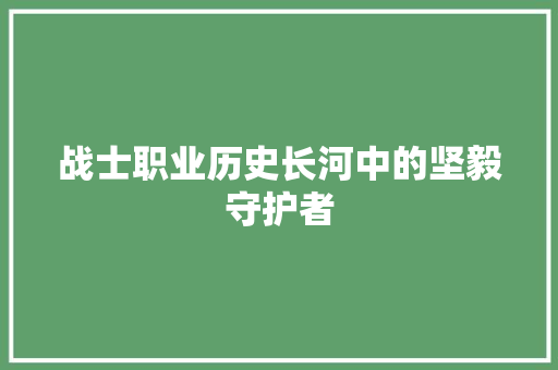 战士职业历史长河中的坚毅守护者