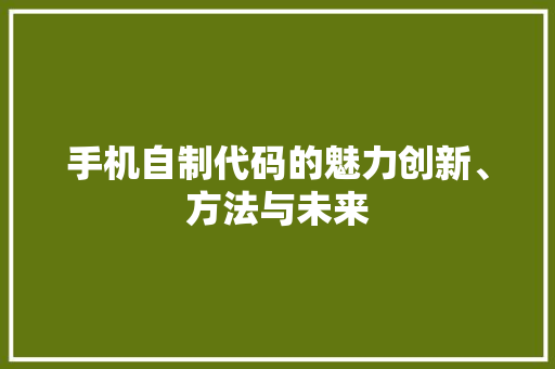 手机自制代码的魅力创新、方法与未来