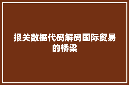 报关数据代码解码国际贸易的桥梁