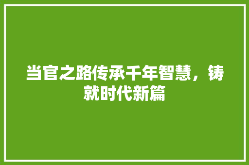当官之路传承千年智慧，铸就时代新篇