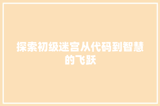 探索初级迷宫从代码到智慧的飞跃