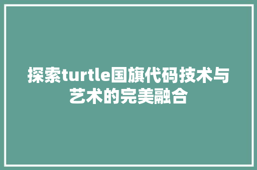 探索turtle国旗代码技术与艺术的完美融合