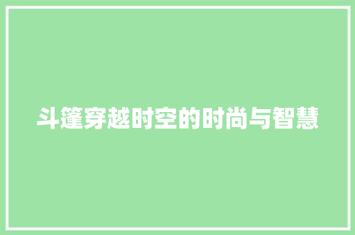 斗篷穿越时空的时尚与智慧  第1张
