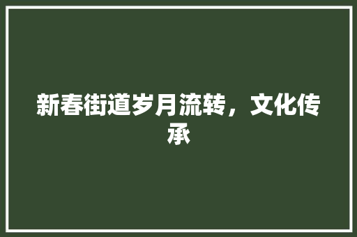 新春街道岁月流转，文化传承