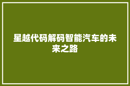 星越代码解码智能汽车的未来之路