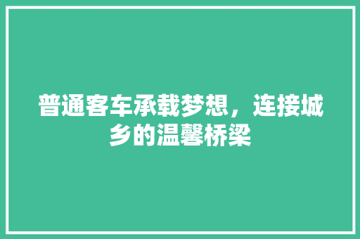 普通客车承载梦想，连接城乡的温馨桥梁