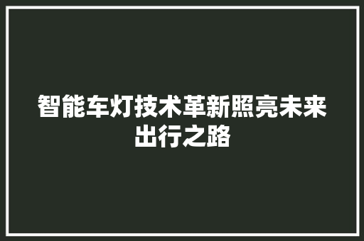 智能车灯技术革新照亮未来出行之路