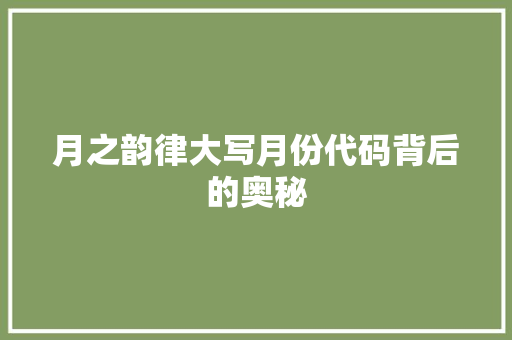 月之韵律大写月份代码背后的奥秘