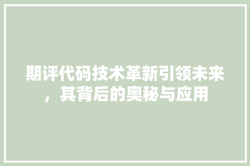 期评代码技术革新引领未来，其背后的奥秘与应用