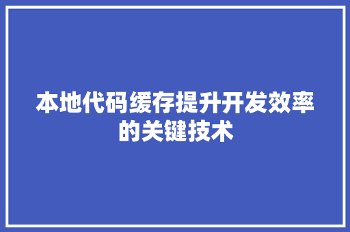 本地代码缓存提升开发效率的关键技术