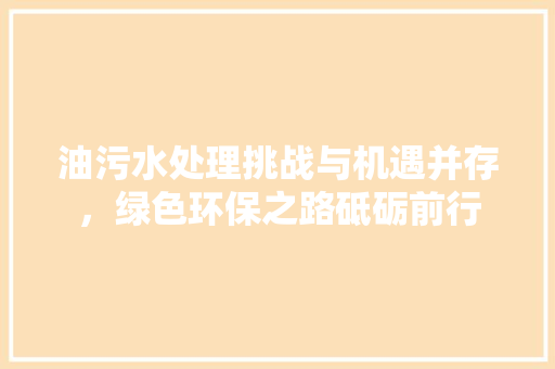 油污水处理挑战与机遇并存，绿色环保之路砥砺前行