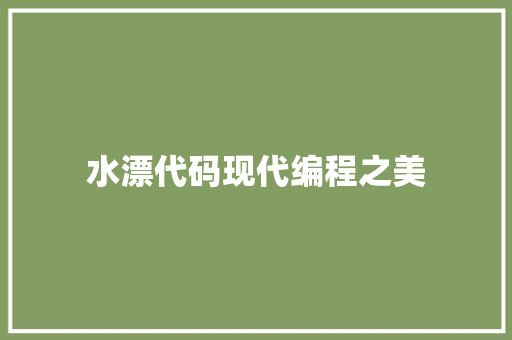 水漂代码现代编程之美