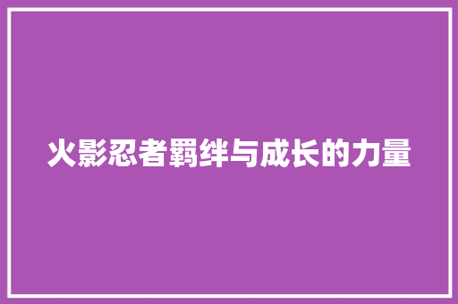 火影忍者羁绊与成长的力量