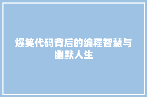 爆笑代码背后的编程智慧与幽默人生