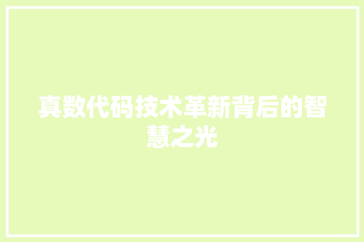 真数代码技术革新背后的智慧之光
