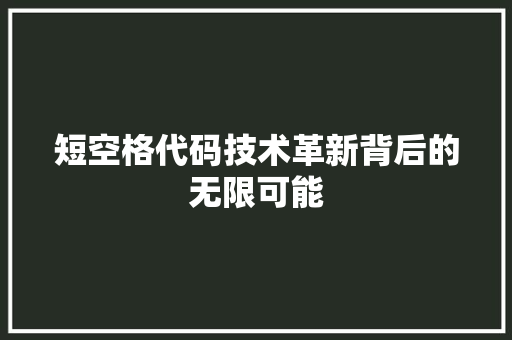 短空格代码技术革新背后的无限可能