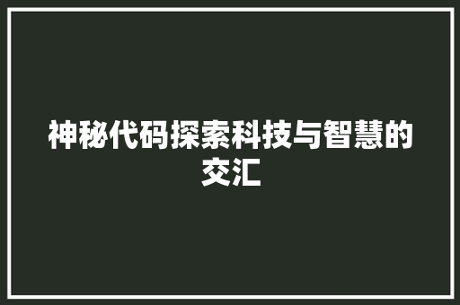 神秘代码探索科技与智慧的交汇