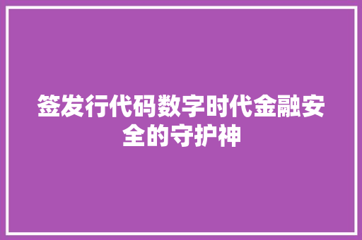 签发行代码数字时代金融安全的守护神
