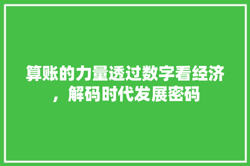 算账的力量透过数字看经济，解码时代发展密码