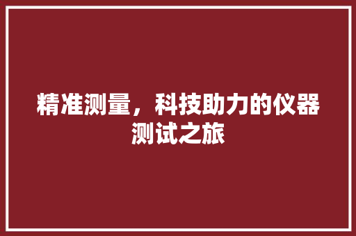 精准测量，科技助力的仪器测试之旅