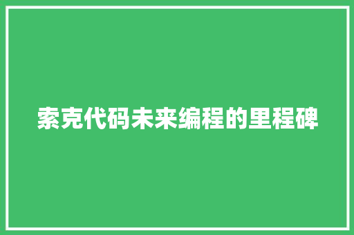 索克代码未来编程的里程碑