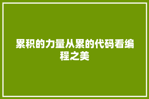累积的力量从累的代码看编程之美