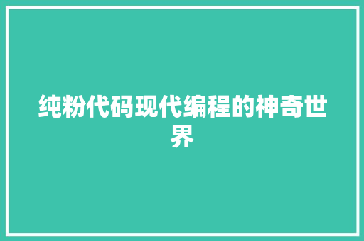 纯粉代码现代编程的神奇世界