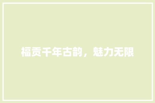福贡千年古韵，魅力无限