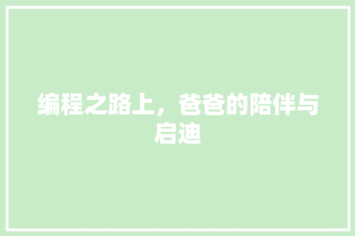 编程之路上，爸爸的陪伴与启迪