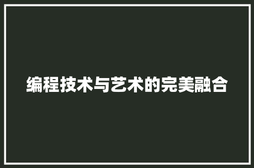 编程技术与艺术的完美融合