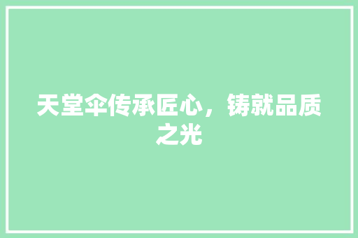 天堂伞传承匠心，铸就品质之光