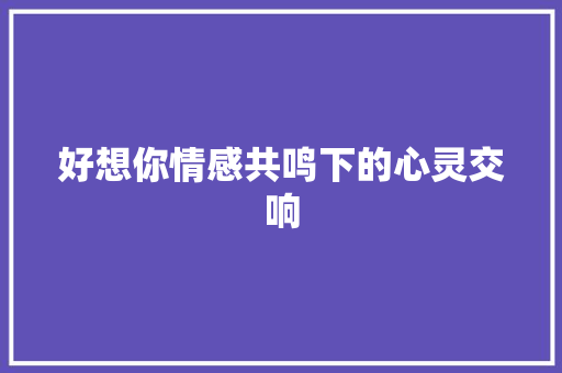 好想你情感共鸣下的心灵交响