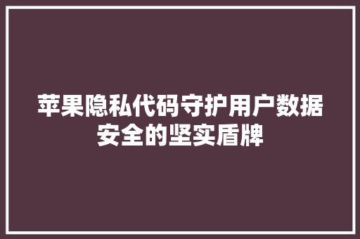 苹果隐私代码守护用户数据安全的坚实盾牌
