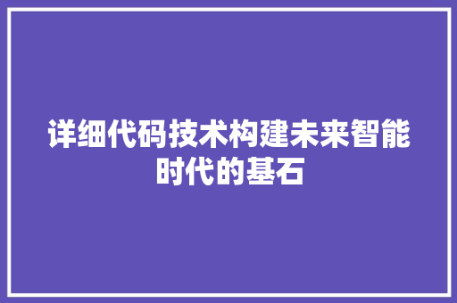 详细代码技术构建未来智能时代的基石