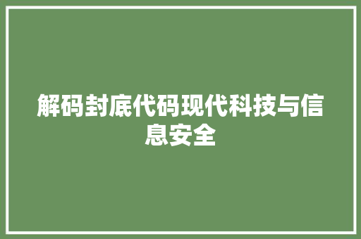 解码封底代码现代科技与信息安全