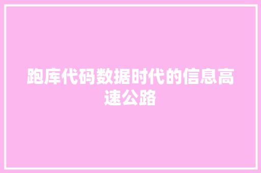 跑库代码数据时代的信息高速公路