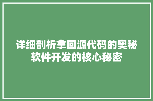 详细剖析拿回源代码的奥秘软件开发的核心秘密