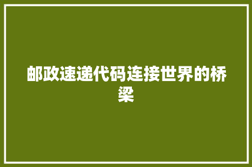 邮政速递代码连接世界的桥梁