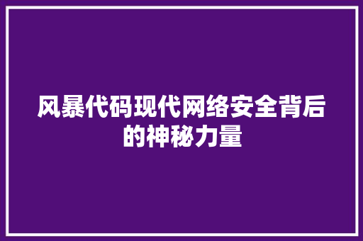 风暴代码现代网络安全背后的神秘力量