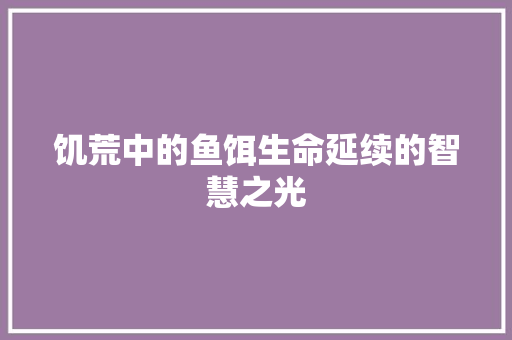 饥荒中的鱼饵生命延续的智慧之光