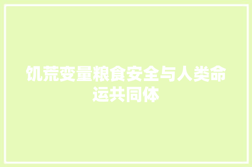 饥荒变量粮食安全与人类命运共同体