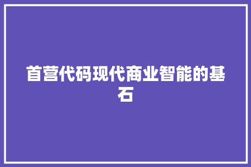 首营代码现代商业智能的基石