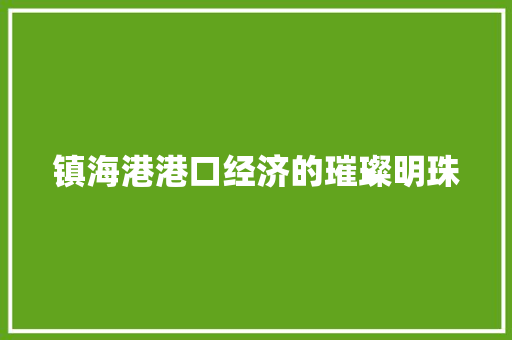 镇海港港口经济的璀璨明珠